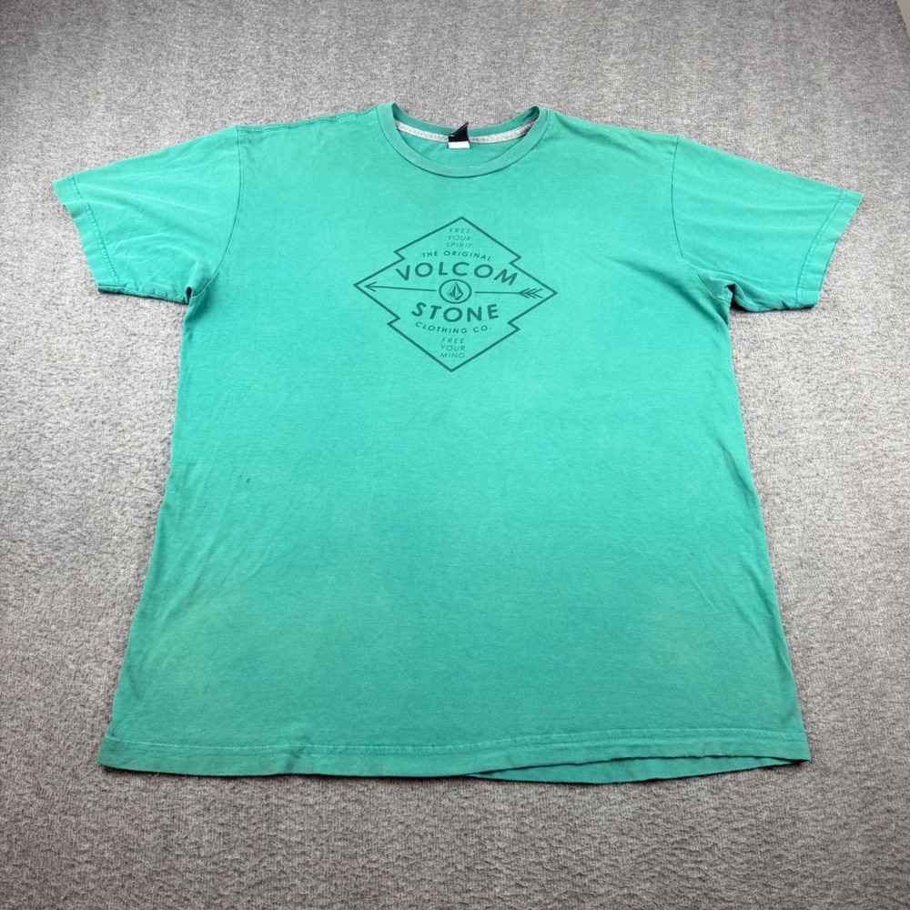 Volcom Stone Men's XL Green Graphic T-Shirt Free Your‎ Spirit Short Sleeve Tee